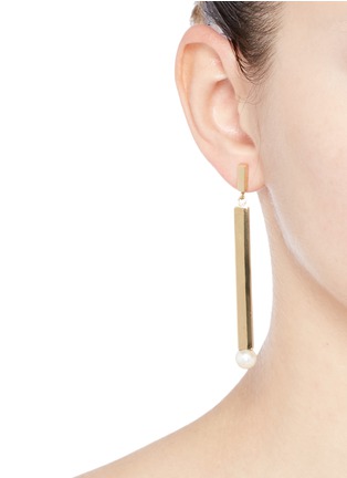 Figure View - Click To Enlarge - CHLOÉ - 'Darcey' Swarovski pearl bar drop earrings