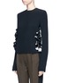 Front View - Click To Enlarge - HAIDER ACKERMANN - Cutout ruffle side top