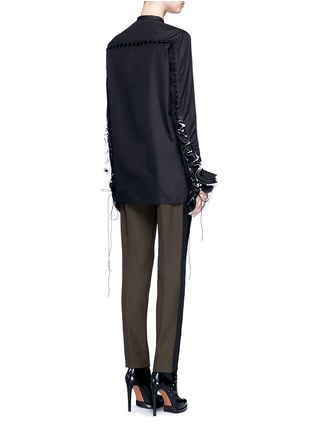 Back View - Click To Enlarge - HAIDER ACKERMANN - Ruffle lace-up sleeve poplin shirt