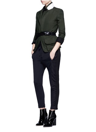 Figure View - Click To Enlarge - HAIDER ACKERMANN - 'Duplessis' grosgrain trim French terry jogging pants