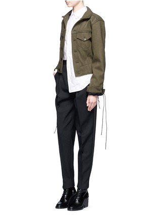 Figure View - Click To Enlarge - HAIDER ACKERMANN - Lace-up sleeve wool melton jacket