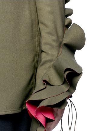 Detail View - Click To Enlarge - HAIDER ACKERMANN - Ruffle lace-up sleeve twill shirt