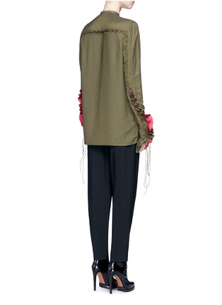 Back View - Click To Enlarge - HAIDER ACKERMANN - Ruffle lace-up sleeve twill shirt