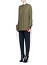 Front View - Click To Enlarge - HAIDER ACKERMANN - Ruffle lace-up sleeve twill shirt