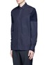 Front View - Click To Enlarge - MARNI - Layered pinstripe sleeve cotton shirt