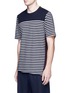 Front View - Click To Enlarge - MARNI - Stripe front overlay wool T-shirt