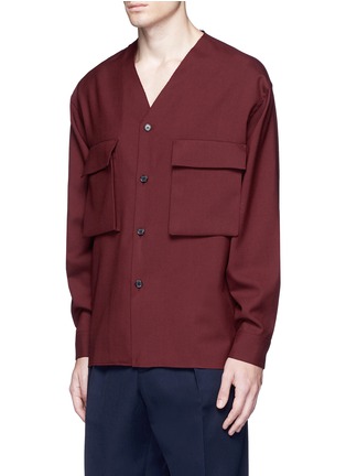 Front View - Click To Enlarge - MARNI - Raw edge neckline tropical wool shirt