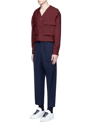 Figure View - Click To Enlarge - MARNI - Raw edge neckline tropical wool shirt