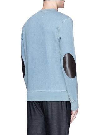 Back View - Click To Enlarge - MAISON MARGIELA - Calfskin leather elbow patch sweatshirt