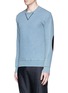 Front View - Click To Enlarge - MAISON MARGIELA - Calfskin leather elbow patch sweatshirt