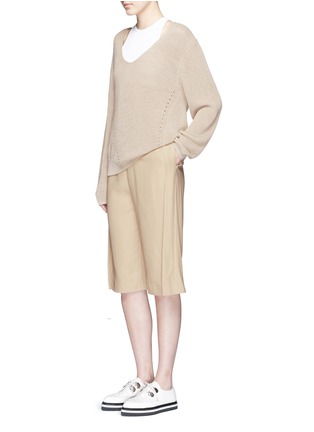 Figure View - Click To Enlarge - ACNE STUDIOS - 'Caryn' foldover pleat crepe shorts