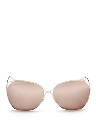 Main View - Click To Enlarge - VICTORIA BECKHAM - 'Fine Wave' cutout temple 18k gold plated mirror sunglasses