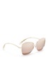 Figure View - Click To Enlarge - VICTORIA BECKHAM - 'Fine Wave' cutout temple 18k gold plated mirror sunglasses