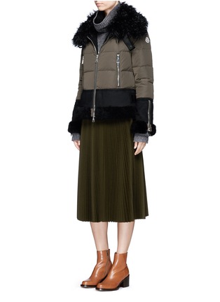 Figure View - Click To Enlarge - MONCLER - Fur trim hooded down jacket