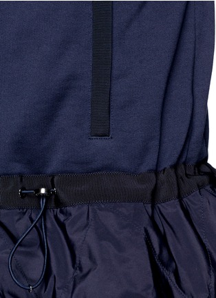 Detail View - Click To Enlarge - MONCLER - Zip front jersey windbreaker mix hoodie