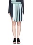 Main View - Click To Enlarge - MSGM - Asymmetric pleat stripe cotton knit layer skirt