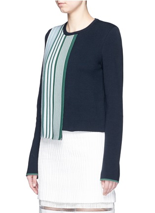 Front View - Click To Enlarge - MSGM - Sports stripe panel knit top