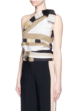 Front View - Click To Enlarge - MSGM - Variegated stripe ribbon tie poplin top