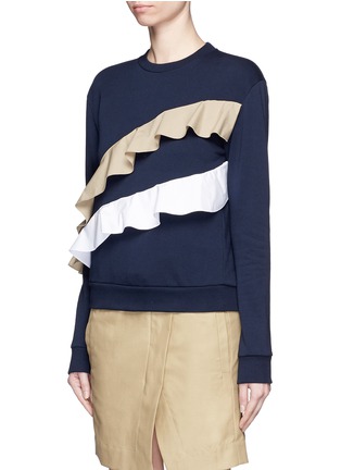 Front View - Click To Enlarge - MSGM - Ruffle trim cotton sweatshirt