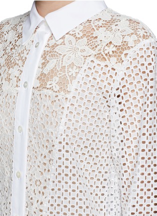 Detail View - Click To Enlarge - SEE BY CHLOÉ - Lace patchwork schiffli embroidery shirt