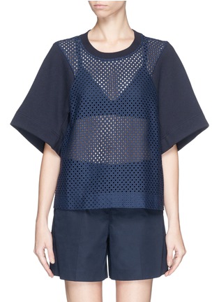 Main View - Click To Enlarge - SEE BY CHLOÉ - Eyelet lace front jersey top