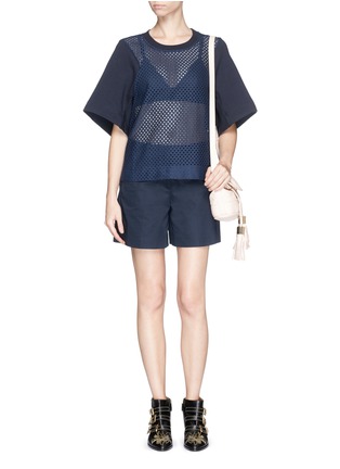 Figure View - Click To Enlarge - SEE BY CHLOÉ - Eyelet lace front jersey top