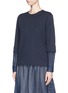 Front View - Click To Enlarge - SEE BY CHLOÉ - Eyelet lace sleeve cotton sweatshirt