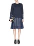 Figure View - Click To Enlarge - SEE BY CHLOÉ - Eyelet lace sleeve cotton sweatshirt