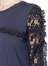 Detail View - Click To Enlarge - SEE BY CHLOÉ - Guipure lace sleeve tassel cotton T-shirt