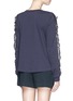 Back View - Click To Enlarge - SEE BY CHLOÉ - Guipure lace sleeve tassel cotton T-shirt