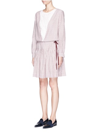 Front View - Click To Enlarge - SEE BY CHLOÉ - Stripe woven cotton blouson dress
