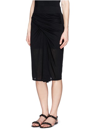 Front View - Click To Enlarge - HELMUT LANG - 'Entity' drape front midi skirt