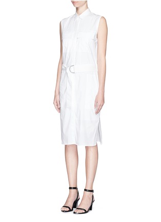 Front View - Click To Enlarge - HELMUT LANG - Elastic waist cotton poplin dress