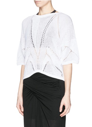 Front View - Click To Enlarge - HELMUT LANG - Fractured lace knit cropped sweater