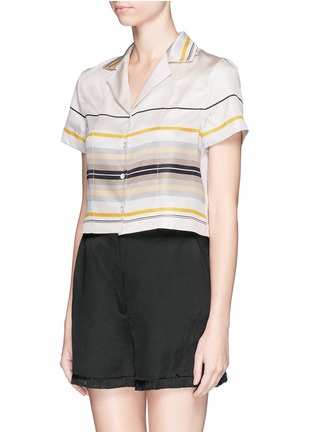 Front View - Click To Enlarge - RAG & BONE - 'Cropped League' variegated stripe silk shirt