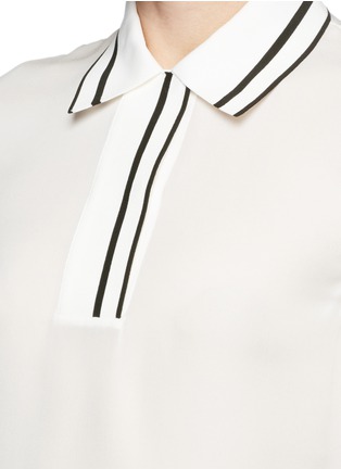 Detail View - Click To Enlarge - RAG & BONE - 'Dana' stripe trim silk polo T-shirt