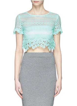 Main View - Click To Enlarge - HELEN LEE - Floral cutout lace cropped top