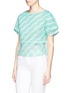 Front View - Click To Enlarge - HELEN LEE - Wave print mesh layer T-shirt