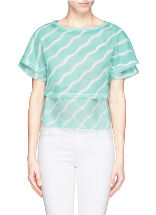 Main View - Click To Enlarge - HELEN LEE - Wave print mesh layer T-shirt