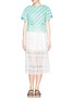 Figure View - Click To Enlarge - HELEN LEE - Wave print mesh layer T-shirt
