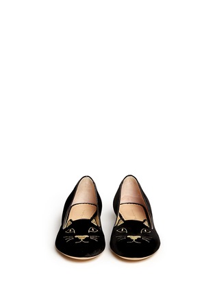 Figure View - Click To Enlarge - CHARLOTTE OLYMPIA - 'Kitty' velvet flats