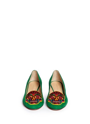 Figure View - Click To Enlarge - CHARLOTTE OLYMPIA - 'Day of the Dead' embroidery suede slip-ons