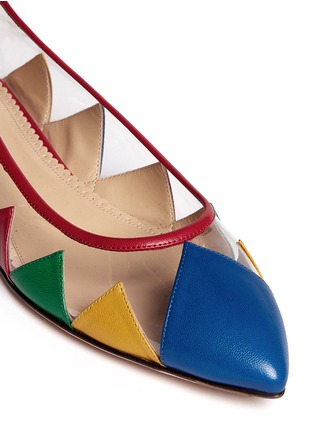 Detail View - Click To Enlarge - CHARLOTTE OLYMPIA - 'Ana' leather patchwork clear PVC flats