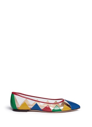 Main View - Click To Enlarge - CHARLOTTE OLYMPIA - 'Ana' leather patchwork clear PVC flats