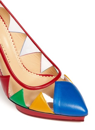 Detail View - Click To Enlarge - CHARLOTTE OLYMPIA - 'Ana Maria' leather patchwork clear PVC pumps