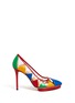 Main View - Click To Enlarge - CHARLOTTE OLYMPIA - 'Ana Maria' leather patchwork clear PVC pumps