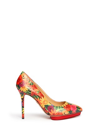 Main View - Click To Enlarge - CHARLOTTE OLYMPIA - 'Debbie' Frida flower print leather pumps