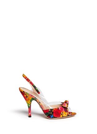 Main View - Click To Enlarge - CHARLOTTE OLYMPIA - 'Sue' floral print crepe de Chine sandals