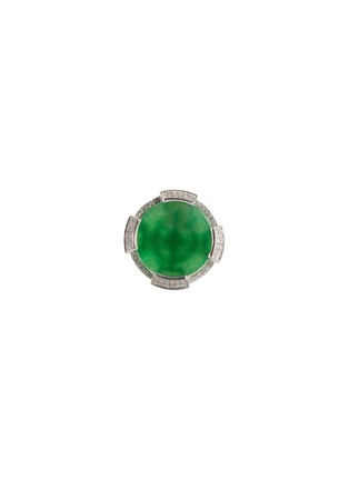 Main View - Click To Enlarge - SAMUEL KUNG - Diamond jade 18k gold round single cufflink