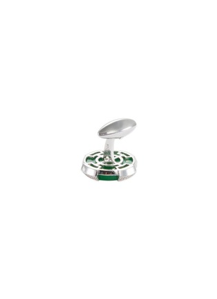 Figure View - Click To Enlarge - SAMUEL KUNG - Diamond jade 18k gold round single cufflink